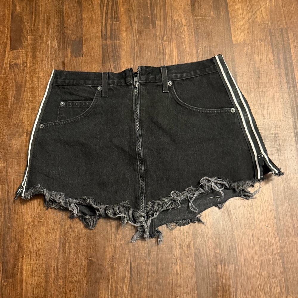 Carmar Women's Black Distressed Denim Shorts with Side Stripe